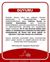 Doğu Karadeniz'de Okullar Kar Nedeniyle Kapandı